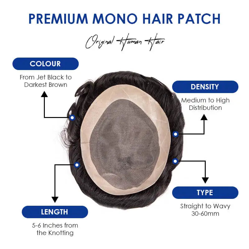 Human Hair Prosthesis Toupee/Hair Replacement Systems Large Sizes (8X11 & 9X11) 130% Density 6" - Various Options Available
