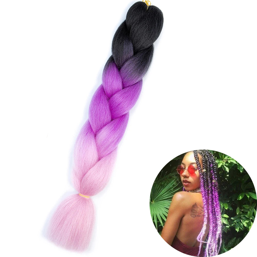24" Synthetic Yaki Jumbo Braiding Hair - Various Colors Available