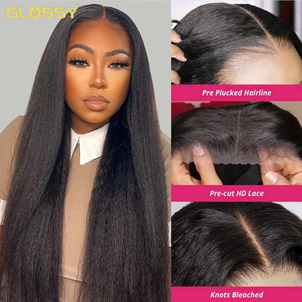 Yaki Straight - Glueless HD Lace Front Ready To Wear And Go Human Hair Wig