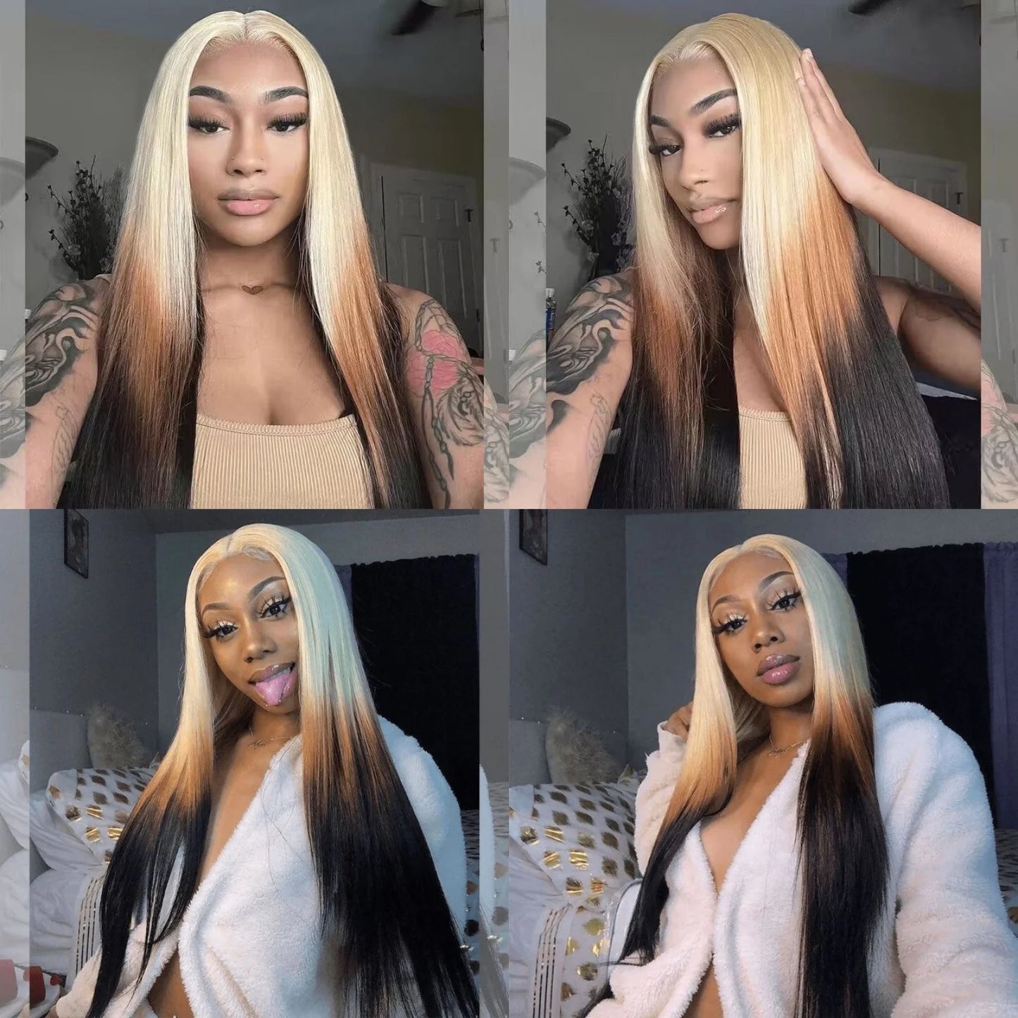 Ombre Synthetic Lace Front Wig , Long Straight or Body Wave Available