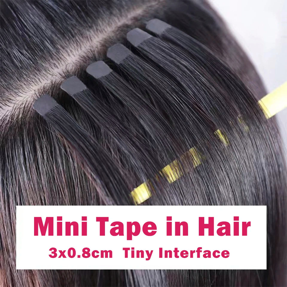 Mini Straight Invisible Seamless Double Sided Human Hair Tape Ins
