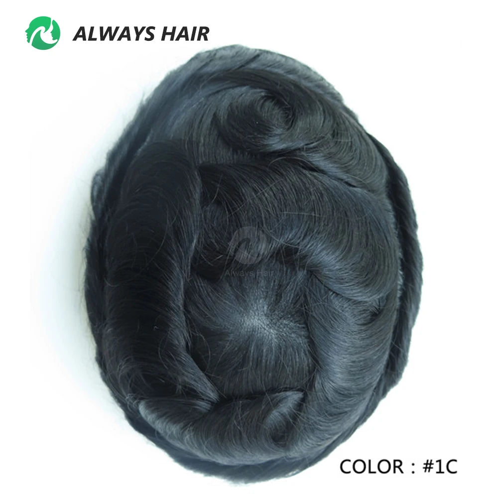 130% Density Indian Human Hair 0.10-0.12 Thickness Skin Men's Capillary Prothesis - Various Options Available