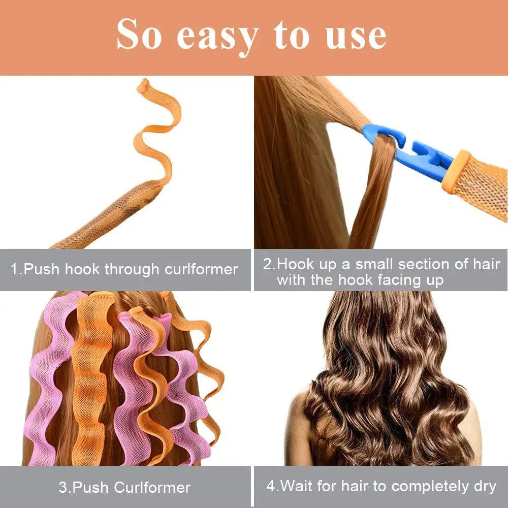 12Pcs Set Magic Hair Curler Heatless Styling Tools