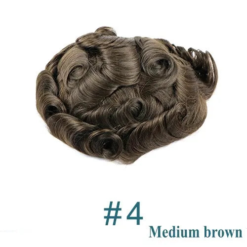 Natural Hairline Hair Replacement System(Toupee) V-loop 0.06-0.08mm PU Base Straight/Wavy - Colors 4, 5 , 6 & 60R Available