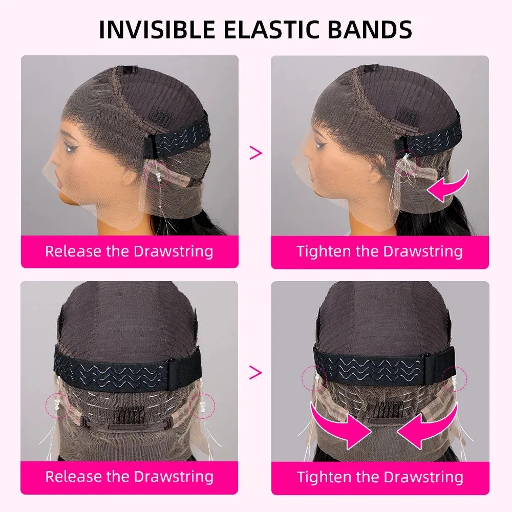 Bone Straight - Glueless Invisi-Drawstring 360 HD Transparent Lace Front Human Hair Wear&Go Wig
