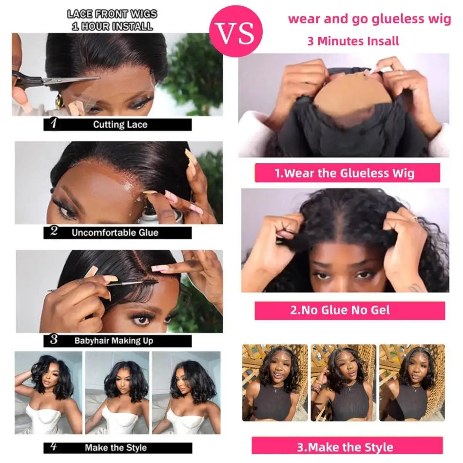 Bob Body Wave  - Preplucked Lace Front Glueless Ready To Wear Human Hair Wig
