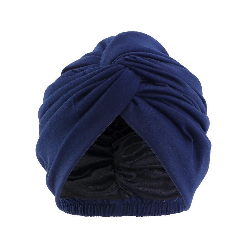 Women Double Layer Satin Lining Stretch Turban