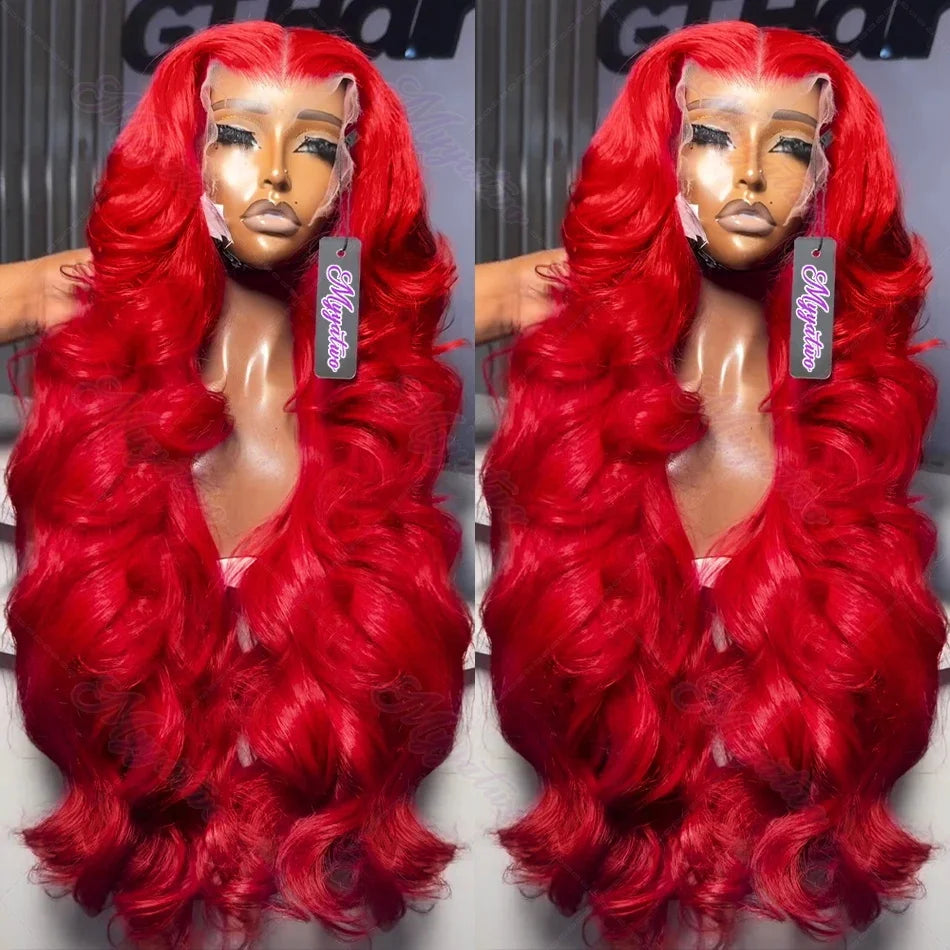 Red Body Wave HD Lace Frontal Human Hair Wig