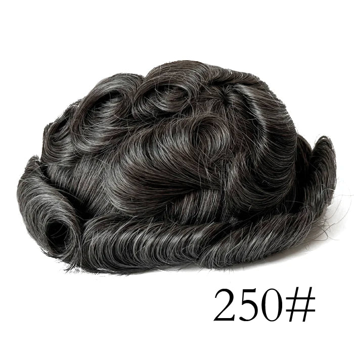 0.08mm Thickness PU Poly Base Double Knotted Toupee Human Hair - Capillary Prothesis