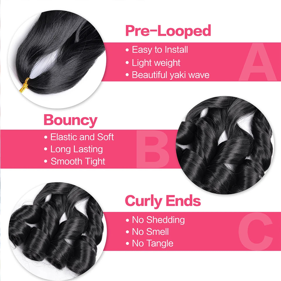 French Spiral Curls Pre Stretched Loose Synthetic Braiding Hair