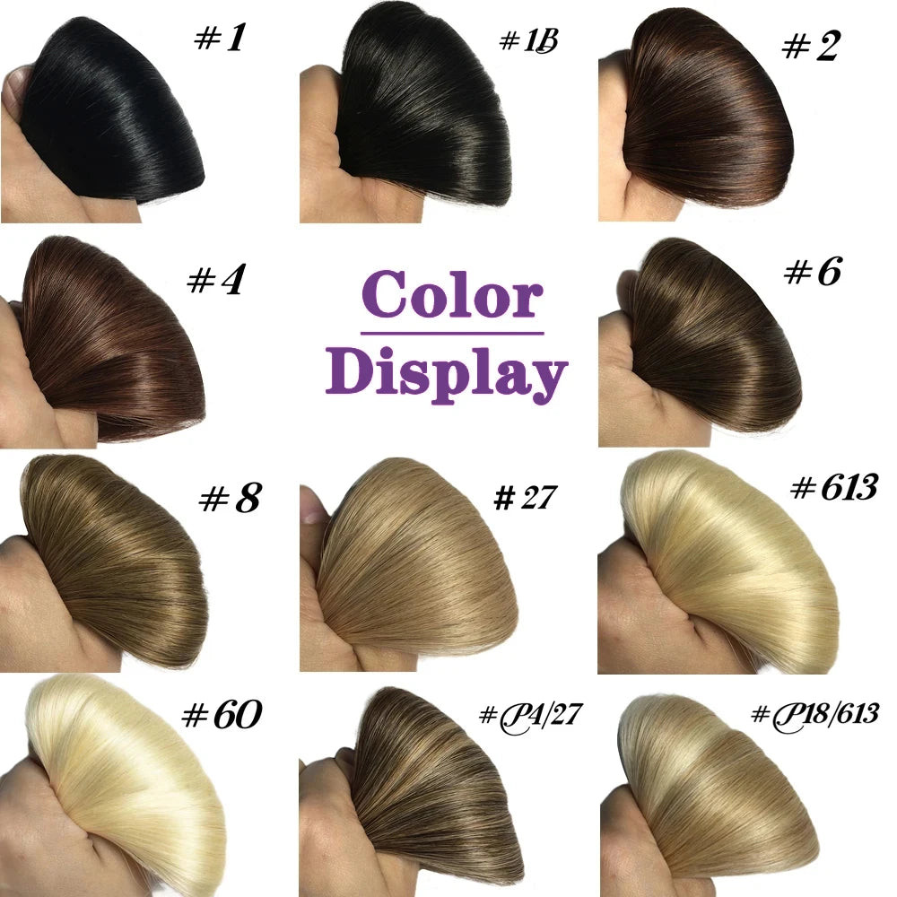 Straight Wrap Around Clip In Human Hair Ponytail, Ombre Highlight #4/27 Colors