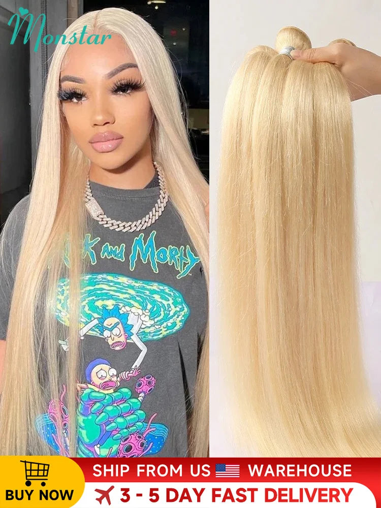 613 Blonde Brazilian Remy Straight Human Hair - Various Lengths