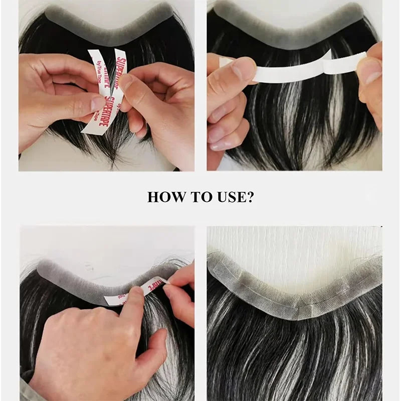 V Frontal Men Toupee Thin Skin PU 2.5x16 V Loop Human Hair Invisible Forehead Hairline