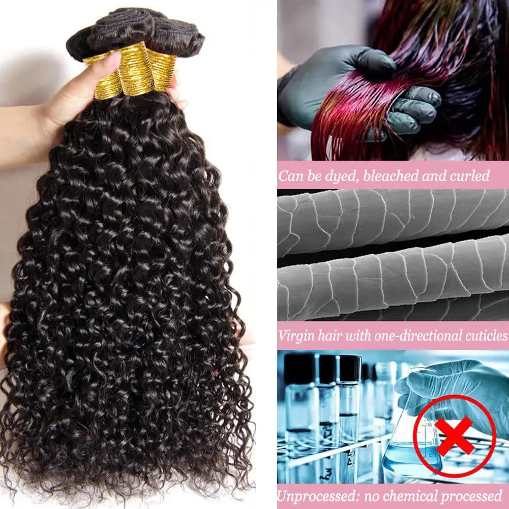 Deep Wave/Wet & Wavy Bundles With 13X4 Lace Frontal  - 100% Human Hair