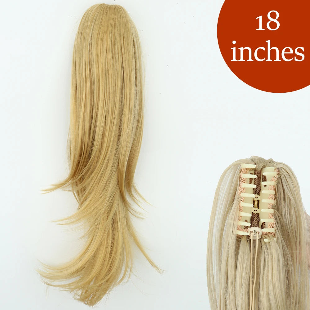 Synthetic Long Straight Claw Clip On 24Inch Ponytail