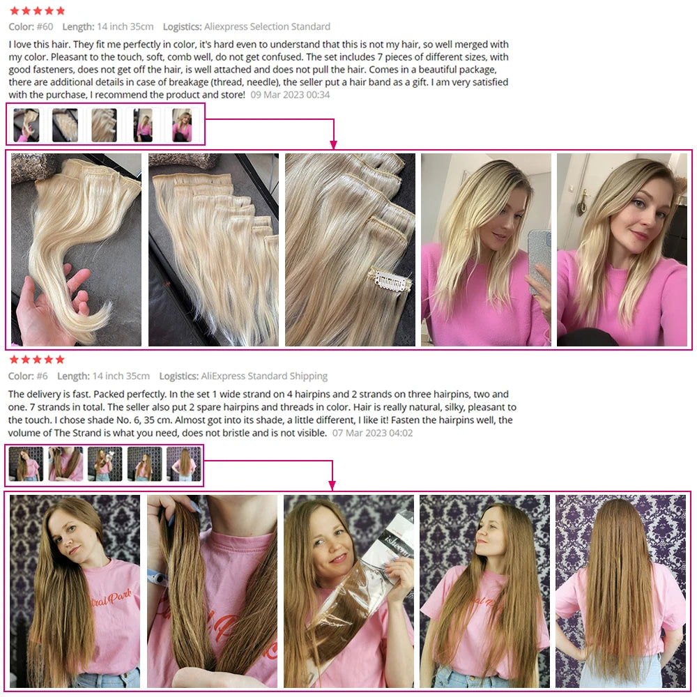 Straight Human Hair Clip Ins - Various Options Available