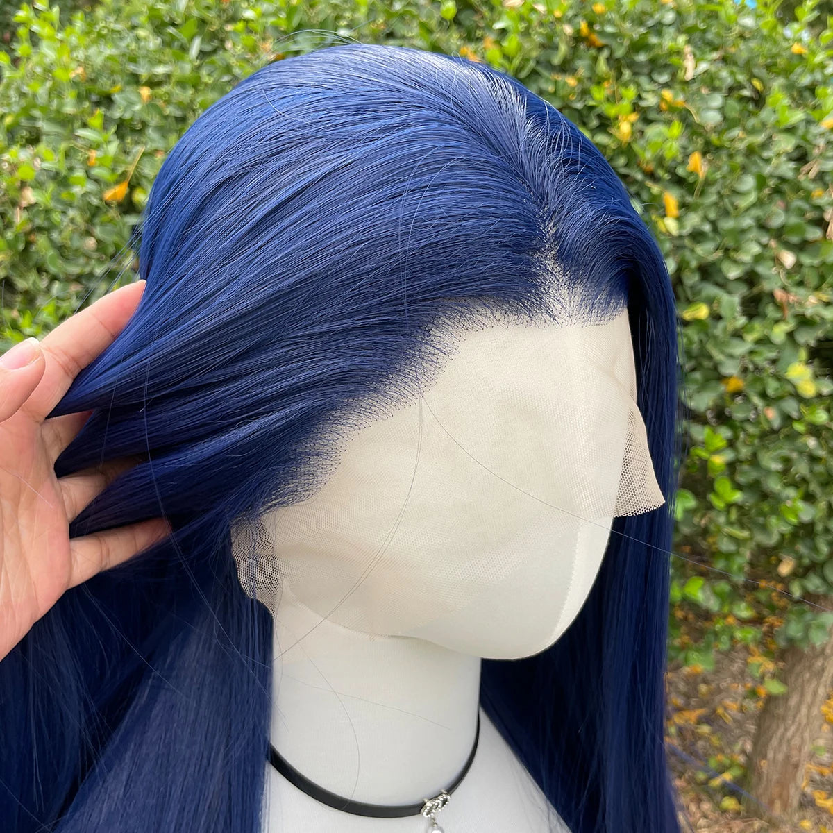 Dark Blue 13X4 Synthetic Long Sliky Straight Lace Wig
