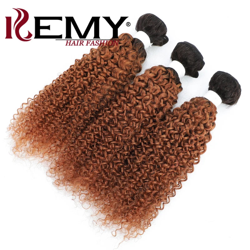 Brazilian Kinky Curly Human Hair Bundles - Various Ombre Brown Colors
