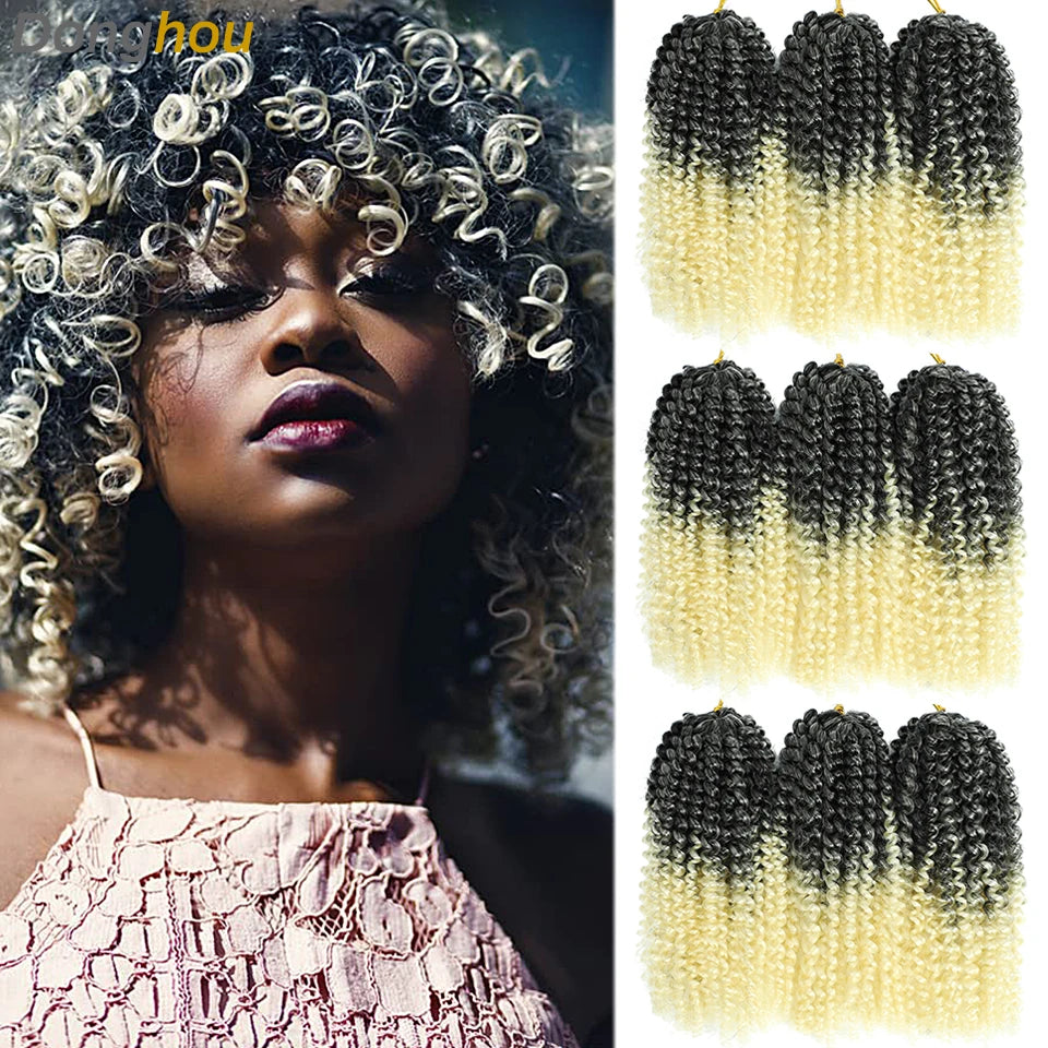 8 Inch Curly Passion Twist Synthetic Crochet Hair - Various Colors Available