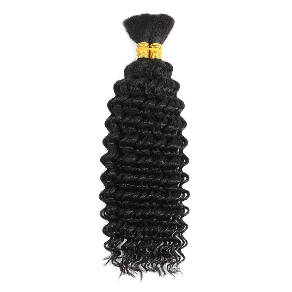Deep Wave in Various Colors - No Weft Brazilian Virgin Human Hair Human  for Braiding (Boho Braids)