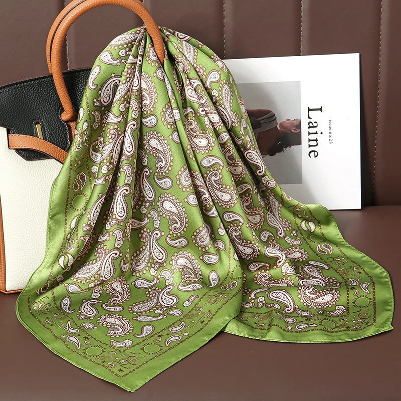 Luxury Print Satin Silk Square Scarfs