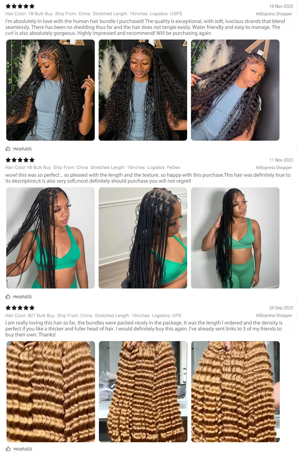 Deep Wave Bulk Human Hair for Braiding - Various Colors Available