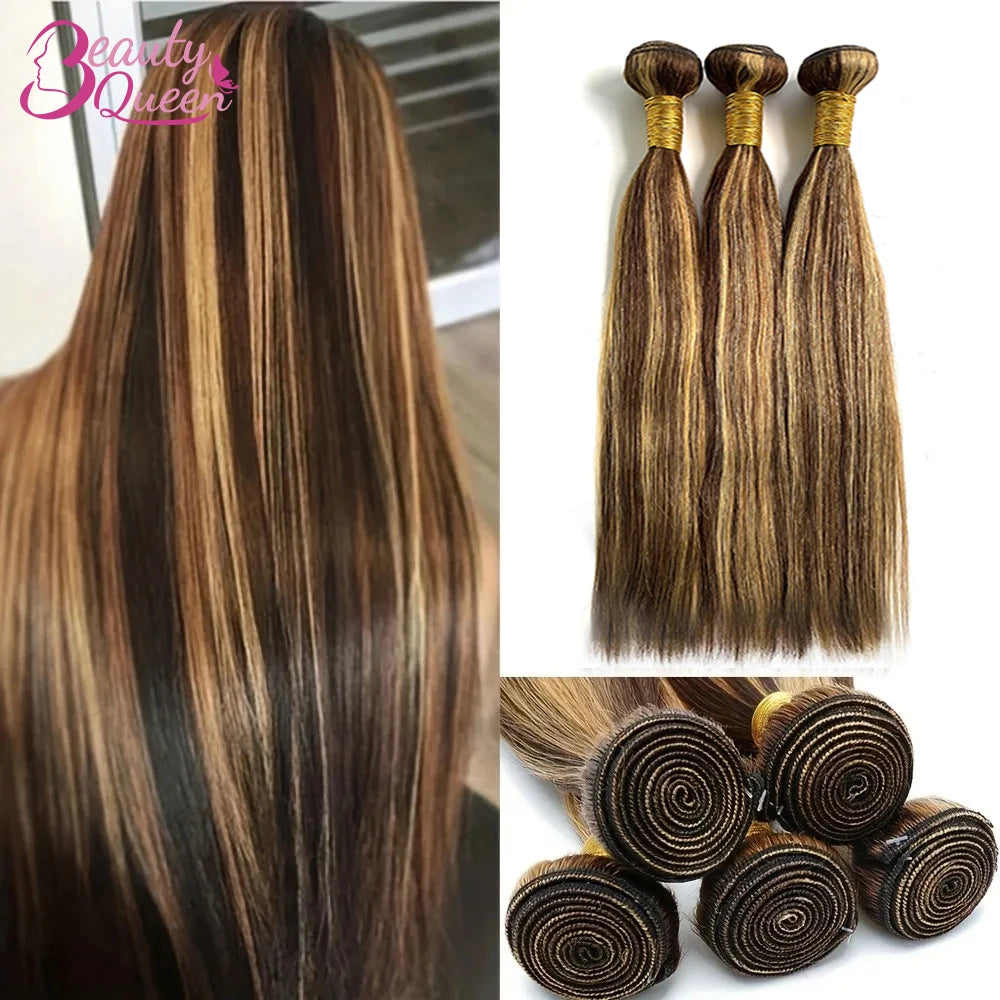 Highlight Straight Human Hair Bundles P4/27 Colored Ombre