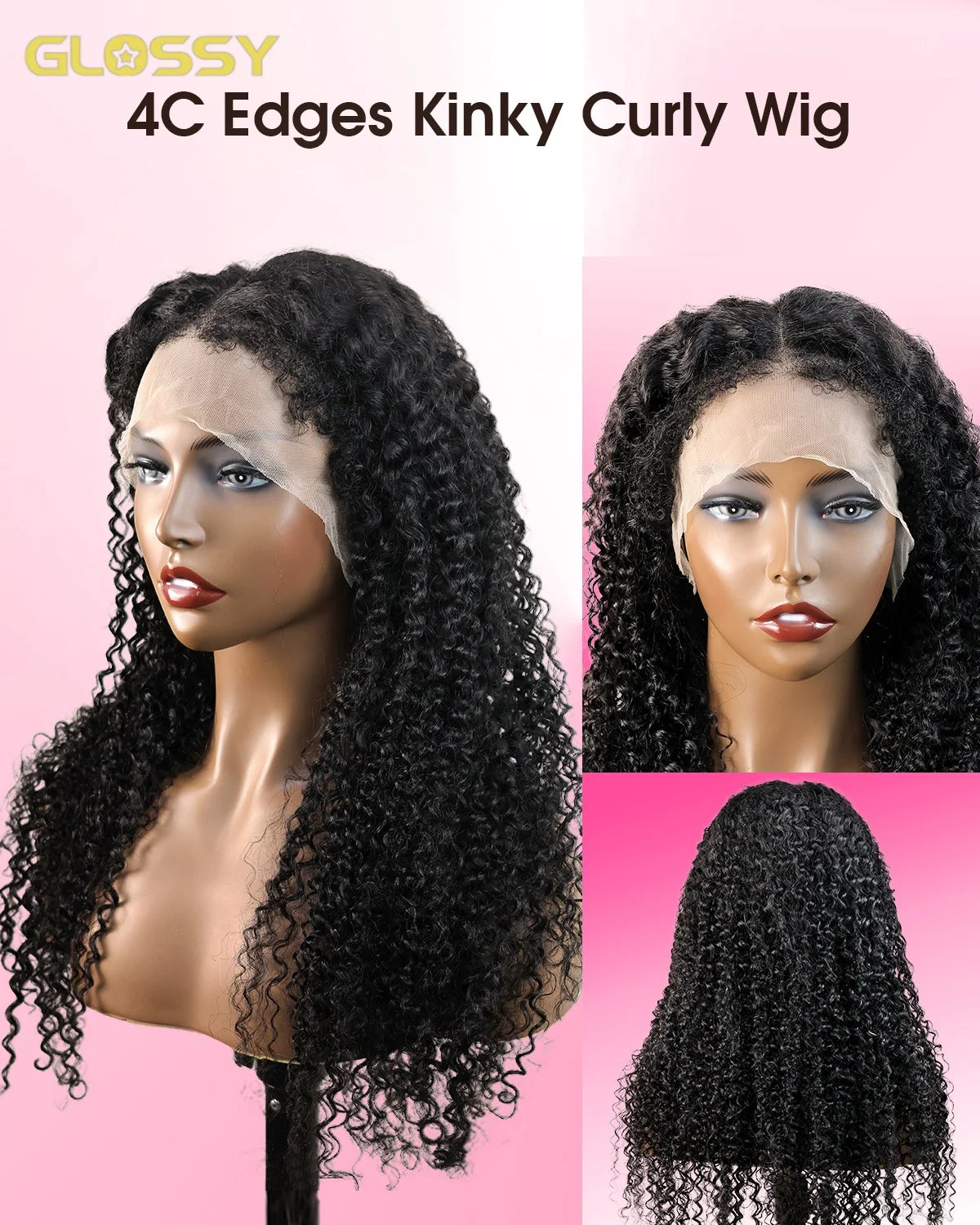 Kinky Deep Wave Curly HD Frontal 4C Edges Human Hair Wig