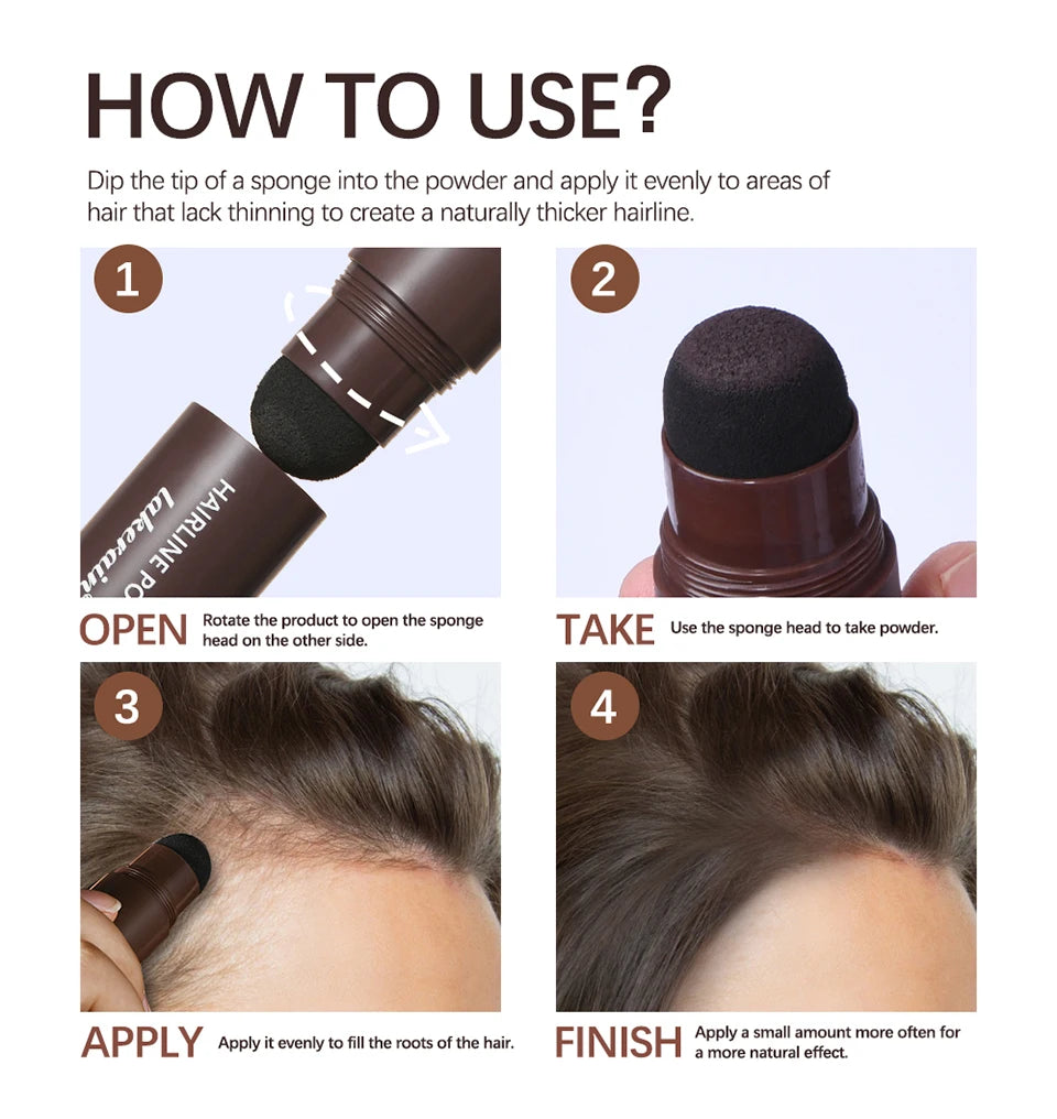 Hairline Shadow Powder Hair Waterproof Hairline Root Cover Up Natural Black Brown Eyebrow Contour Stick Repair Fill in Hair Tool