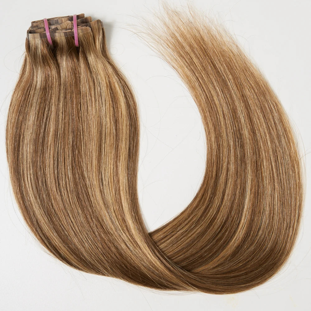 Straight Ombre Highlight Clip-in Human Hair Extensions 9pcs