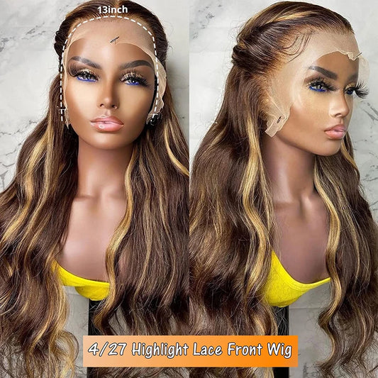 Body Wave Highlight Colors - HD Lace Frontal Human Hair Wig