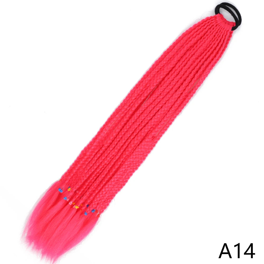 Synthetic Gradient Color Braided Ponytails With Elastic Band