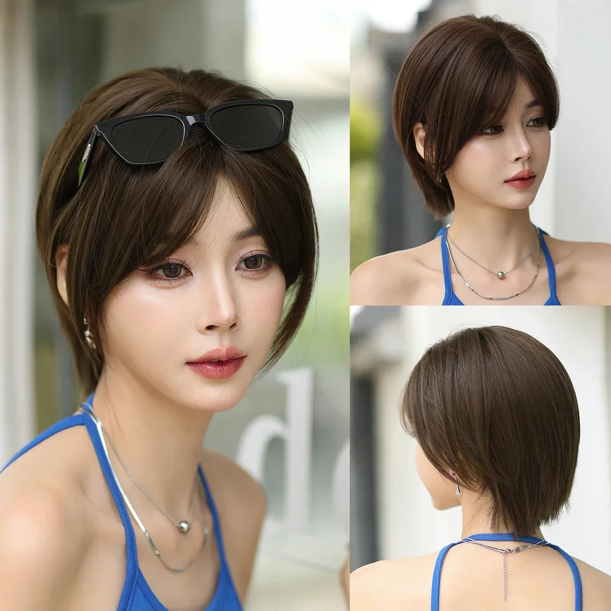 High Density Short Wavy Bob Synthetic Middle Part Wigs - Various Colors Available