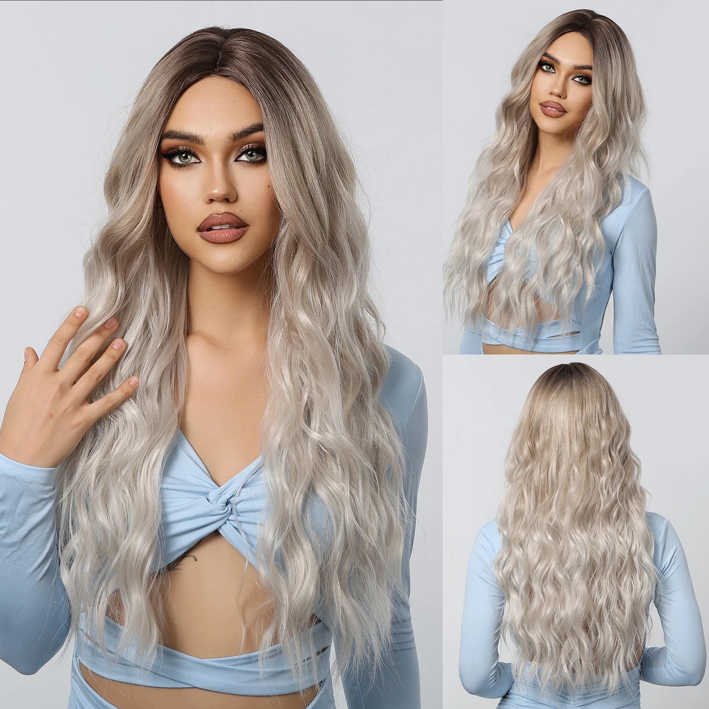 Long Wavy Synthetic Hair Wigs with Bangs - Various Colors Available
