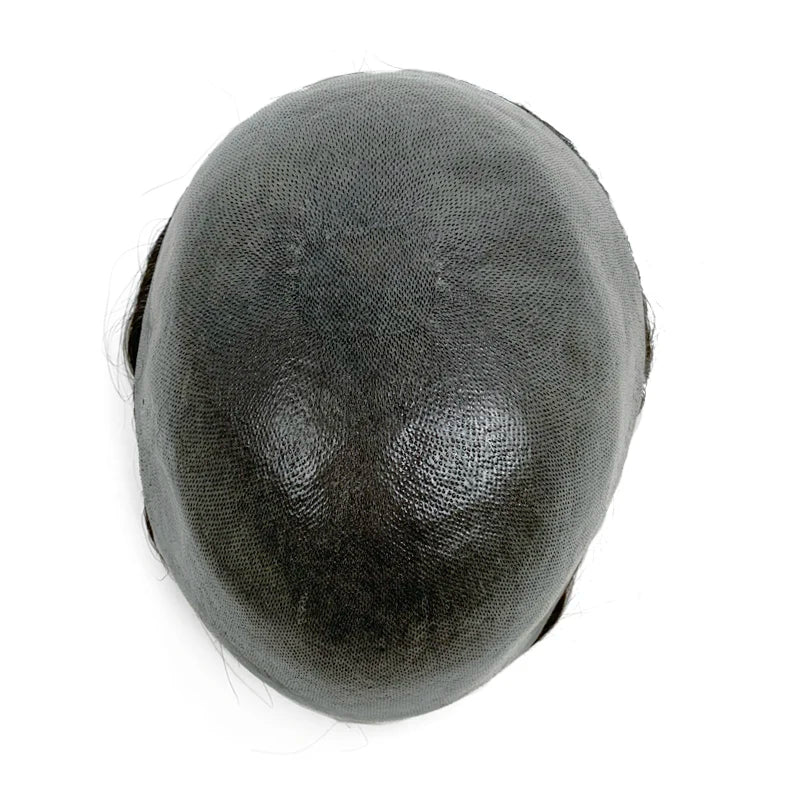 0.08mm Thickness PU Poly Base Double Knotted Toupee Human Hair - Capillary Prothesis