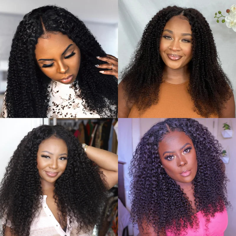Kinky Curly V Part Human Hair Wig