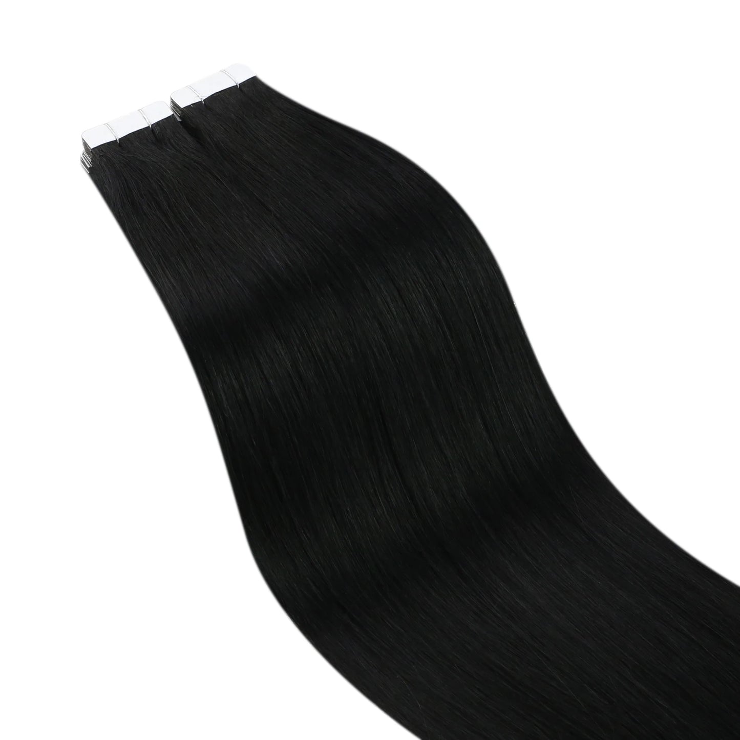 Jet Black Straight Human Hair Tape - In Extensions - Seamless Invisible