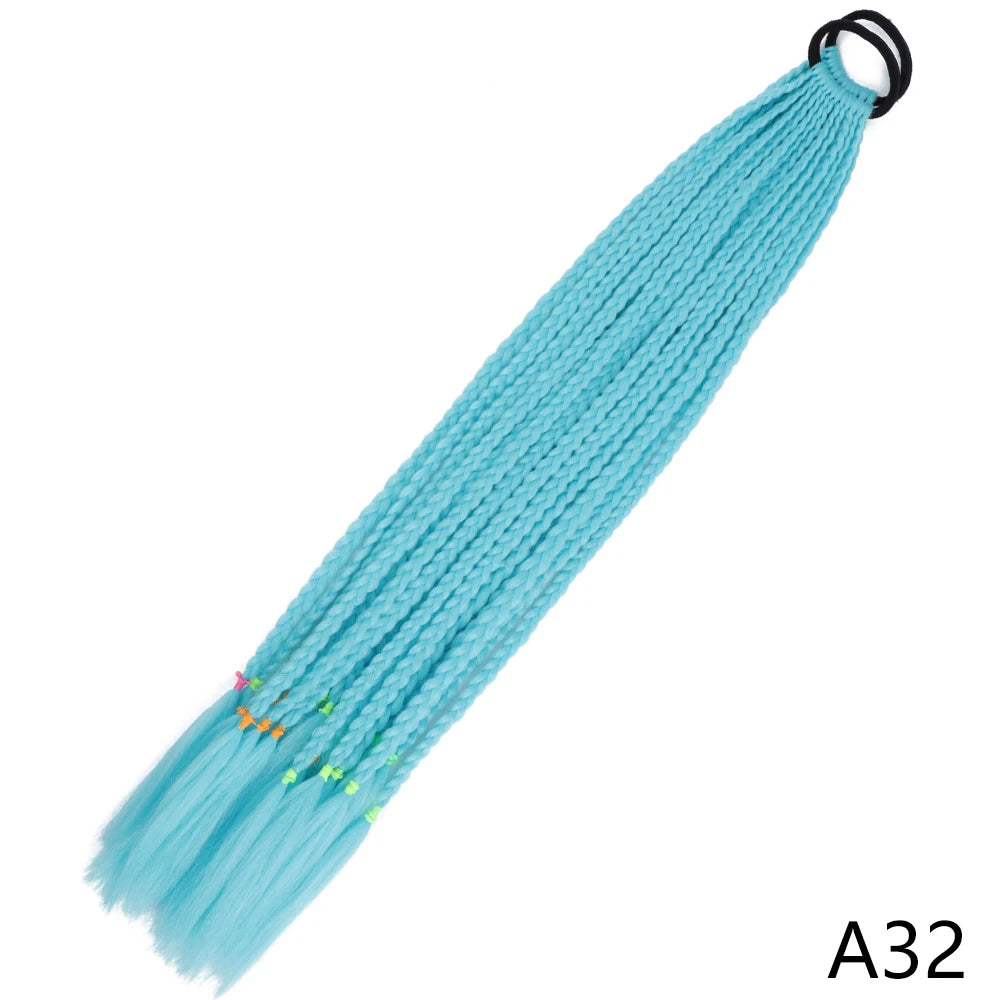 Synthetic Gradient Color Braided Ponytails With Elastic Band