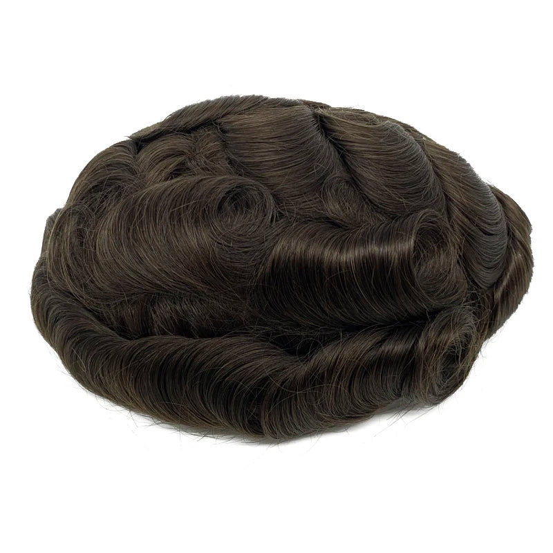 0.08mm Thickness PU Poly Base Double Knotted Toupee Human Hair - Capillary Prothesis