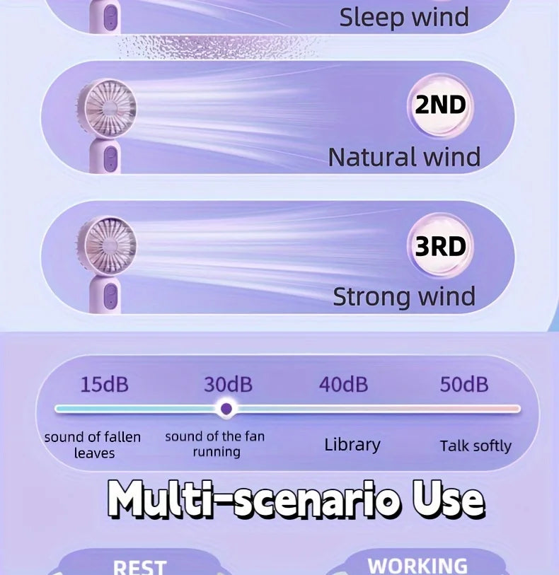1PC USB Mini Rechargeable Portable Handheld Fan with 3 Speeds