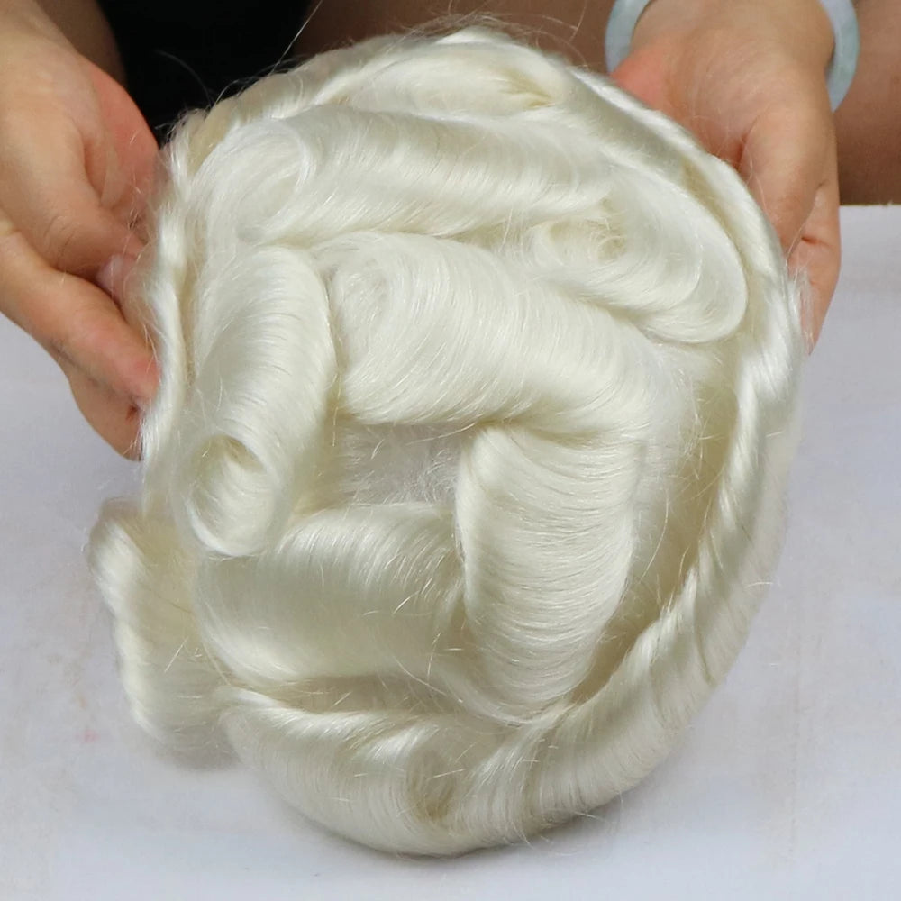 Natural Hairline Hair Replacement System(Toupee) V-loop 0.06-0.08mm PU Base Straight/Wavy - Colors 4, 5 , 6 & 60R Available
