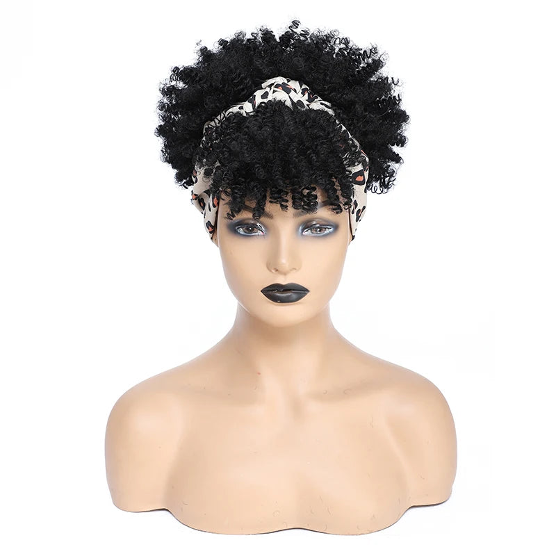 Synthetic Short Kinky Curly Headband Wigs - Various Colors Available
