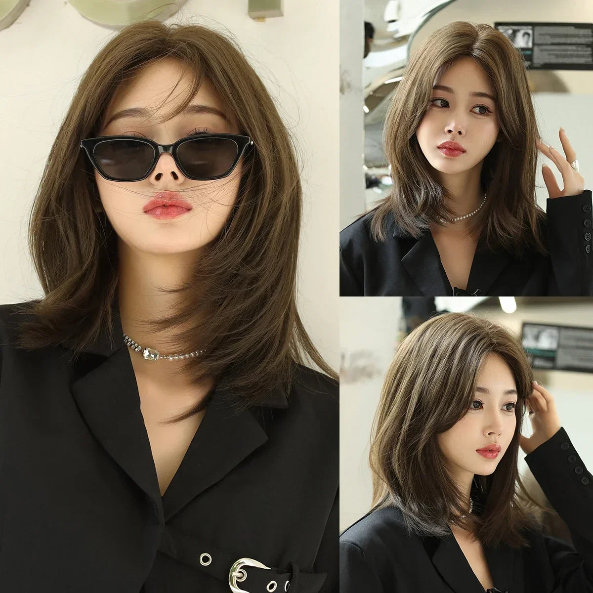 High Density Short Wavy Bob Synthetic Middle Part Wigs - Various Colors Available