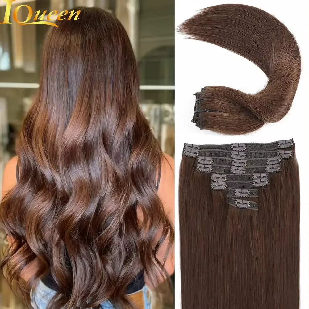 Straight 8pc Clip - In Human Hair Extensions - Various Colors Available