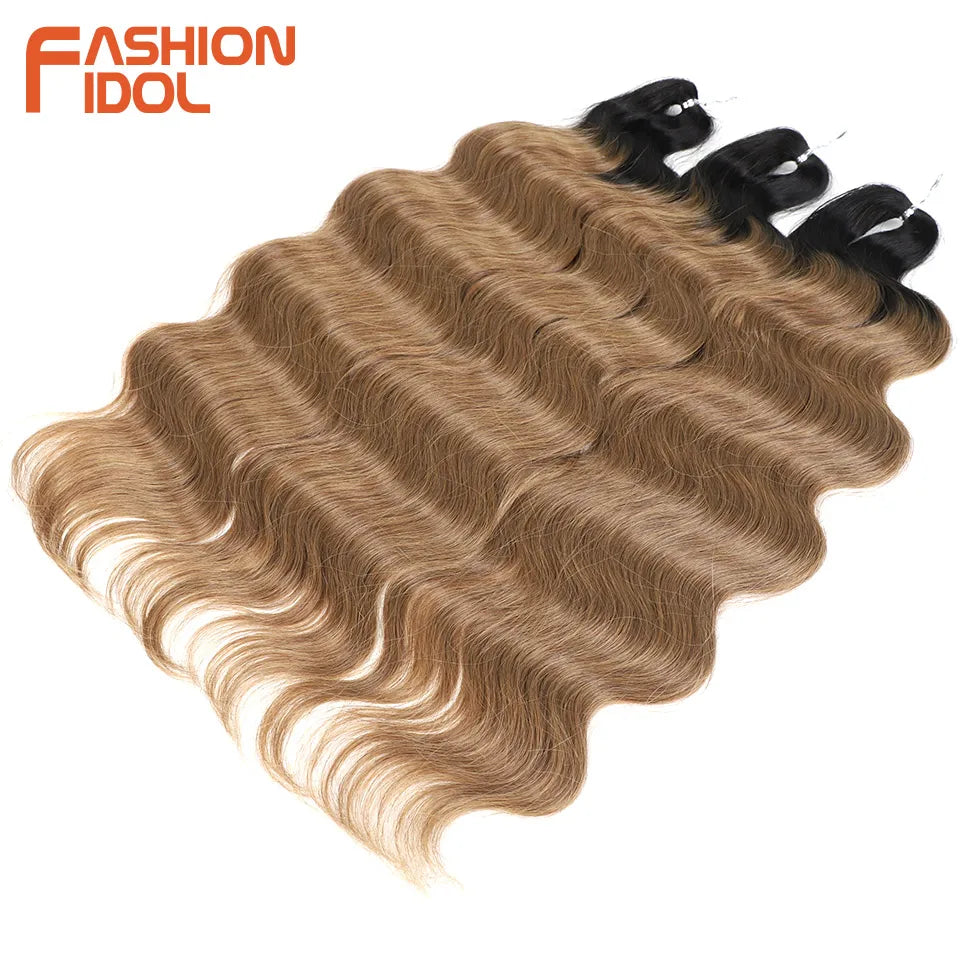 Ombre Body Wave Crochet Hair 24 Inch Long Synthetic Hair - Various Colors Available