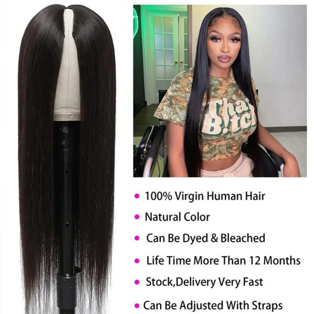 Straight U & V part Human Hair Wigs