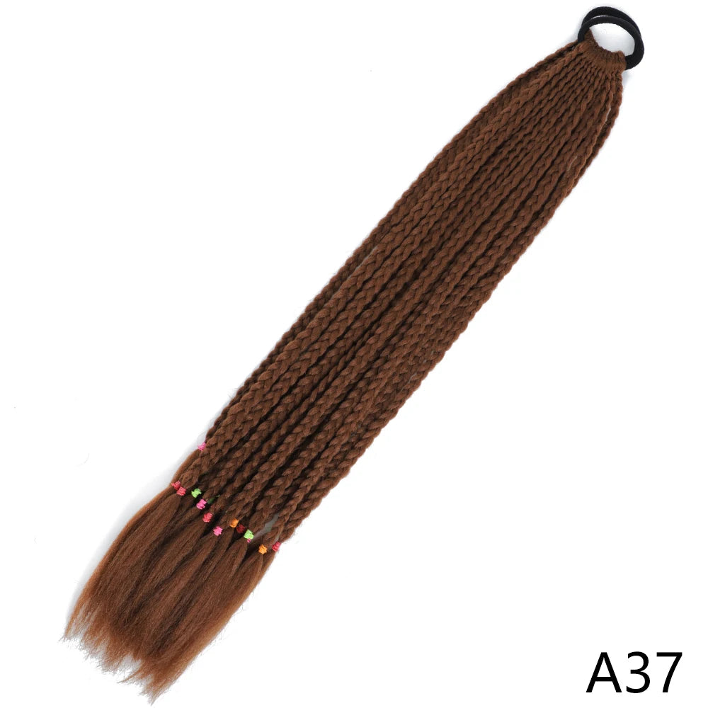 Synthetic Gradient Color Braided Ponytails With Elastic Band
