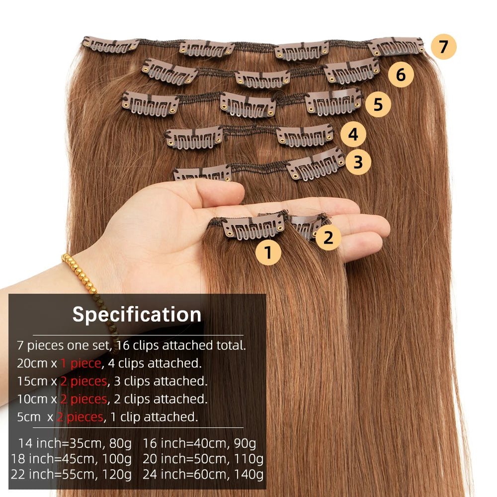 Straight Human Hair Clip Ins - Various Options Available