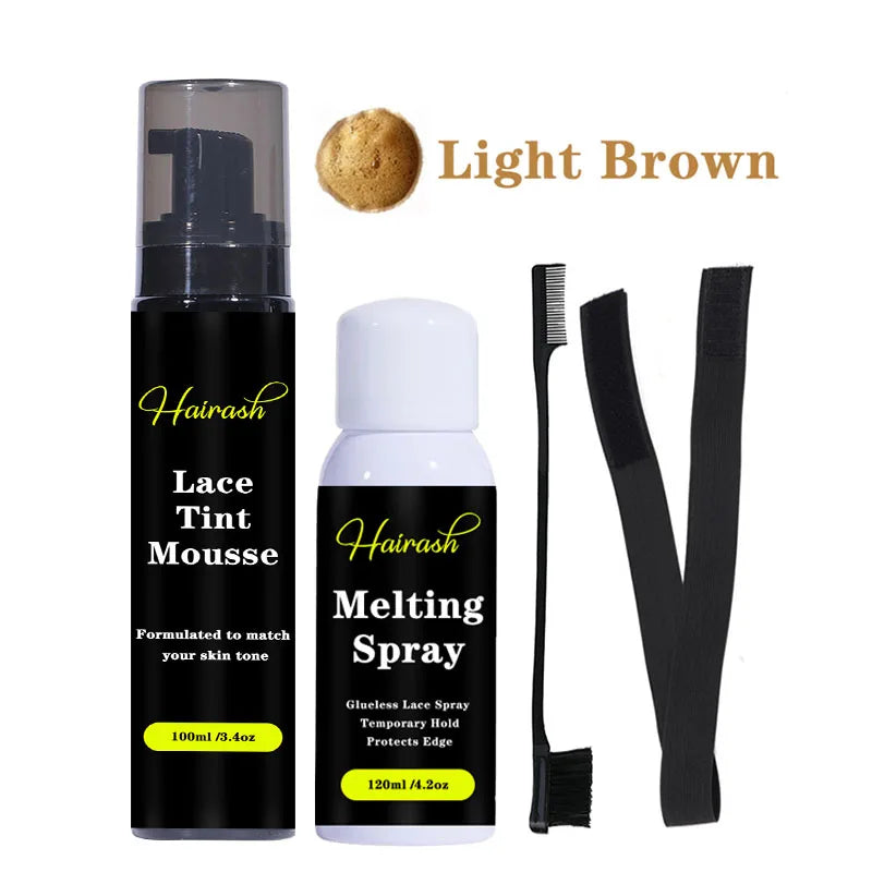Wig Installation Kit Set includes : Melting Spray, Lace Tint Mousse, Wig Glue Waterproof  & Glue Remover