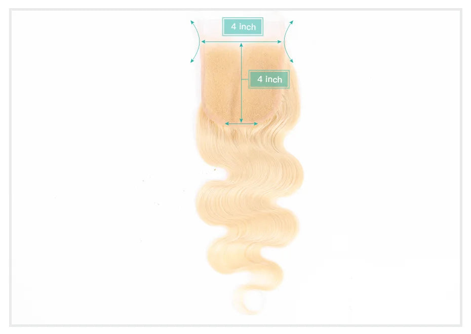 613 Blonde Body Wave HD Lace Frontal or Closure PrePlucked Brazilian Remy Human Hair - Various Options Available